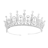 QXMYOO Tiaras y coronas de circonita cúbica vintage para mujer, boda, desfile, graduación, cumpleaños, quinceañera, fiesta, novia, accesorios para el cabello, joyería plateada y dorada (plata)