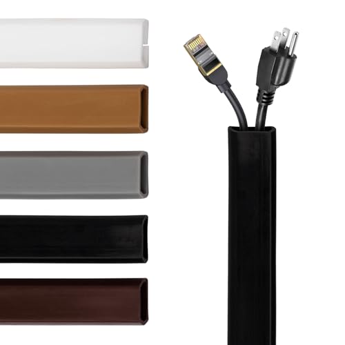 Rubber Bond TV Cord Hider Cable Protector – Strong Self Adhesive Wall Cord Cover Cable Hider – Low Profile Cable Management Wall Cord Concealer Cable Raceway (Black, 6 Feet)