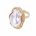 YHWQYR Baroque Pearl Rings for Women Irregular Chunky Statement Rings Vintage White Big Pearl Finger Ring Fashion Wedding Jewelry (Gold Style)