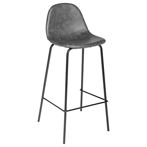 Lot de 2 tabourets de Bar Vladi Gris Effet Cuir - Atmosphera créateur d'intérieur
