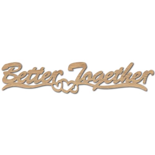 CREATCABIN Better Together Laser Cut Wood Letter Sign Heart Wall Decor Cutouts Unfinished Wooden Signs Wall Art Basswood Hanging Sculpture Decoration for Painting Crafts DIY Home Bedroom 11.8x3.9Inch