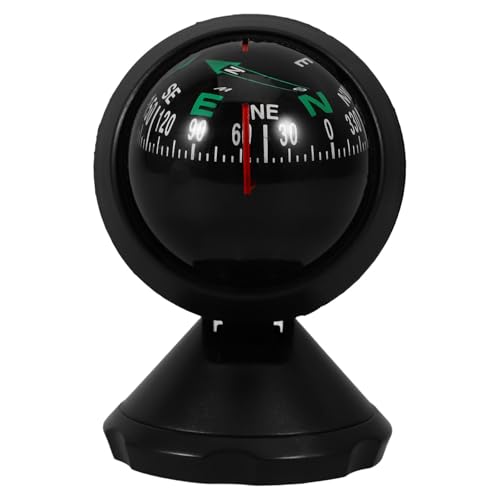 Homoyoyo Adjustable Car Compass with Stick-On Base | Universal Dashboard Navigation Tool for Cars, Boats & Outdoor Hiking | Bubble Ball Design Direction Guidance Accessory (Black, 2.5 Inch)