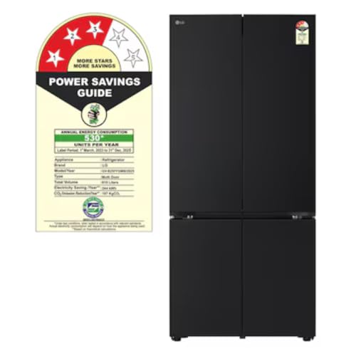 Image of LG 610 L French Door Refrigerator Fresh Converter+ Wi-Fi Convertible DoorCooling+ (GV-B25FFGMB) - Black Glass Finish