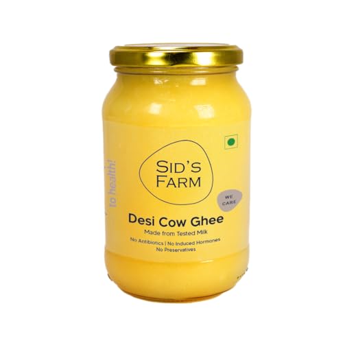 Image of Sid's Farm Desi Cow Ghee - 350g | Aromatic and Granular | Made With Safe Tested A2 Milk | Free From Antibiotics, Preservatives and Induced Hormones | Glass Jar