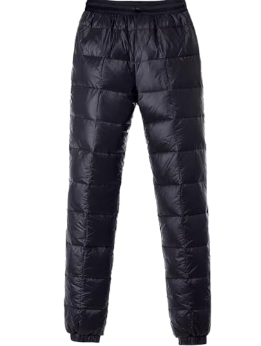 HOTIAN Herren Daunenhose Winter Warme Ultralight Gefüllte Thermohose Winddichte Skihose Outdoor Camping Isolierte Hose mit Reißverschlusstaschen