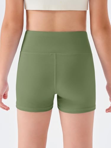Image of Haloumoning Girls Athletic Shorts Kids High Waisted Yoga Dance Biker Shorts Comfy Gymnastics Shorts 5-14Y