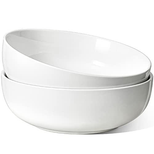 Le Tauci 9.6 Inch Large Serving Bowls, 2.5 Quart Big Salad Serving Bowls, Serving Bowls For Entertaining, Microwave & Dishwasher Safe, Deep Soup Bowl For Kitchen, White #TOP12