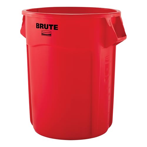 Image of Rubbermaid Commercial Products Brute Heavy-Duty Round Vented Trash Can Without Lid, 55-Gallon, Red, for Landscapers /Construction /Restaurant /Stadium /Back of House /Office /Warehouse /Home