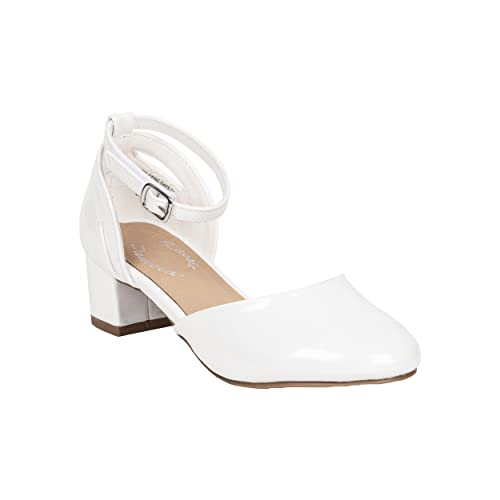 Girls Pumps Low Block Dress Shoes Ankle Strap Close Toe Heeled Sandals Mia-23