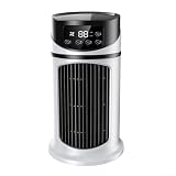 Sawhamale Ventilador de torre portátil USB para aire acondicionado, sin aspas, ventilador eléctrico de bajo consumo con humidificador integrado, 6 velocidades, flujo ajustable, construcción ABS