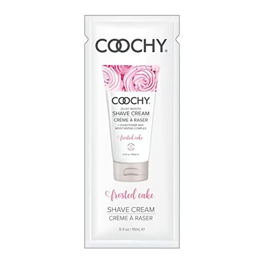 Coochy Rash-Free Shave Cream | Conditioner & Moisturizing Complex | Ideal for Sensitive Skin, Anti-Bump | Made w/ Jojoba Oil, Safe to Use on Body & Face | Frosted Cake 0.5floz/15mL