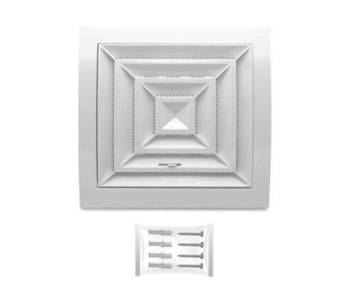 H&C VENT Exhaust Air Diffuser with Connector & Valve │ Ventilation Grilles │ Ducting Hose Vent Cover │ Adjustable Duct Pipe Extractor Covers for Bathroom Fan Wall Ceiling Window │ Inside & Outside