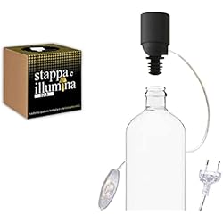 Lampara Botellas Bitter Stappa e illumina BULB Standard para usar sin pantalla Transforma Botellas en lámparas en 30 Segundos, Botellas con orificio de 15 a 22 mm Portalámparas E27 para Botella - Magnum Champagne