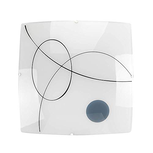 ONLI Plafón cuadrado Kandi de metal brillante con motivo abstracto, blanco/negro/gris