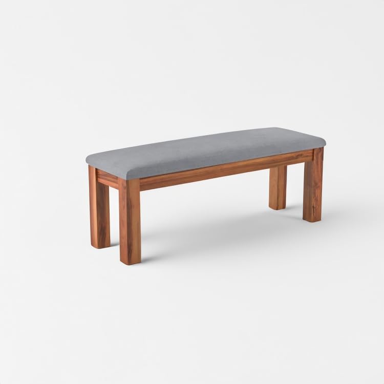 Image of Solid Wood Seating Bench for Indoor and Outdoor Uses l Bench for Daining Room, Balcouny, Office, Gym, Garden l Easy DIY l Teak Finish l 44x14.5x17.5 Inch
