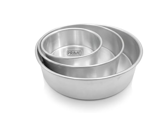 Image of Prime Bakers and Moulders Round Cake Baking Pan Aluminum Tin Mold for Oven (7,9,12 Inch)