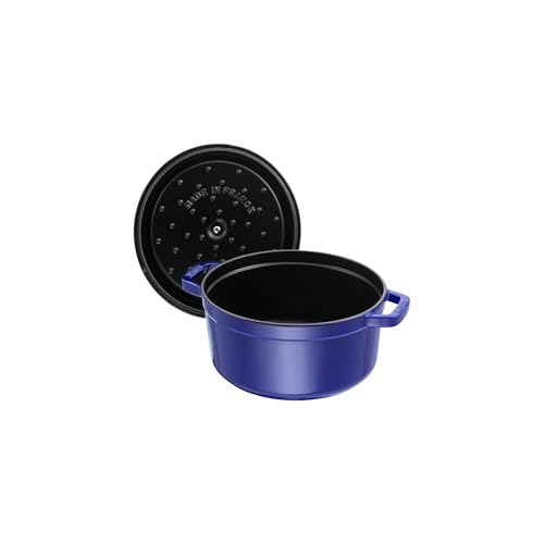 Image of Staub Cast Iron 5.5-qt Round Cocotte - Dark Blue, Made in France