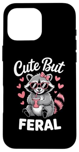 Funny Women Cute but Feral Girl Summer Raccoon �X�}�z�P�[�X iPhone 16 Pro Max �p