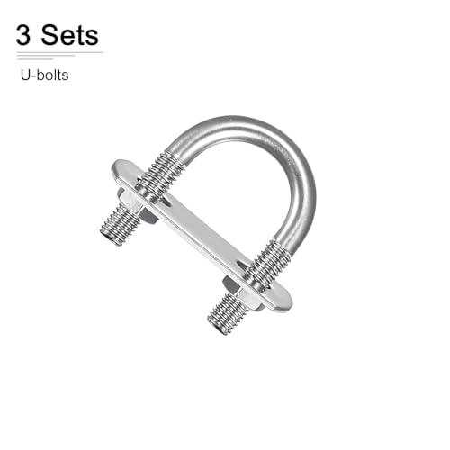 Image of DTGN M6x18x36mm(ThreadxWxL) Round U Bolt - 3Pack - Good for Trailer Pipe Replacement Parts - 304 Stainless Steel U Shape Bolts