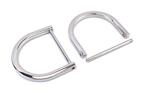 VersaKits 4 Pcs Heavy Duty D Rings Screw in Shackle 1-1/2 Inch Silver U Shape Replacement D Ring for Purse Keychain Dog Collar