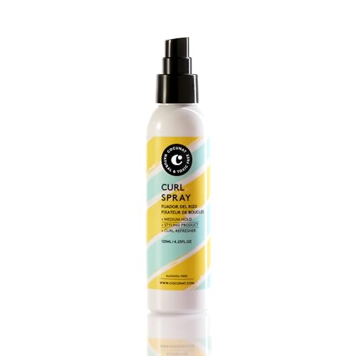 COCUNAT - Curl Spray - Fissante per i ricci - Fissaggio medio senza effetto increspamento - Ricci flessibili - Metodo Curly - Senza silicone e alcool - Metodo Curly Girl - 125 ml