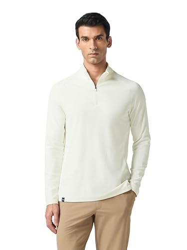 Image of TECHNOSPORT Men's Solid Full Sleeve T-Shirt ELASTOPLUS Quick Dry Slim Fit Mock Neck Sports Tee for Training Layering Casual Wear UPF50+ Anti Odour