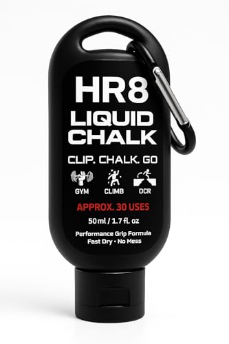 HR8 Mens Liquid Chalk with Carabiner - Fast-Drying, Mess-Free Grip, 50ml, 30 Uses
