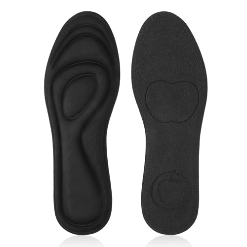 Image of 2 Pairs Memory Foam Insoles, Full-Foot Responsive Cushioning, Plantar Fasciitis Insoles for Women Man, Orthotic Shoe Inserts Arch Support Inserts for Foot Health Men (Black, W 12-12.5 /M 10.5-11)