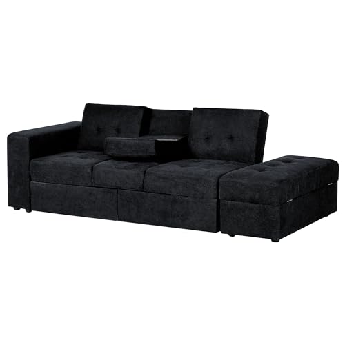 Couch Gästebett Sofa 3er Dreisitzer mit Bettkasten schwarz modern Falster – Bild 6