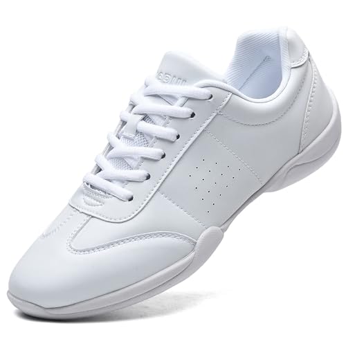 Boys Girls White Cheer Shoes Lace-up School Competition Chearleading Dancing Walking Yoga Sports Shoe Sneakers