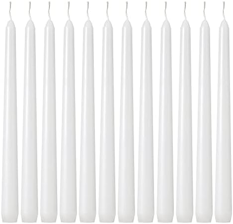 Kedtui Taper Candles 10 inch (H) Dripless, Set of 24 White Unscented and Smokeless Taper Candles Long Burning, Paraffin Wax with Cotton Wicks for Burning 8 Hours Time
