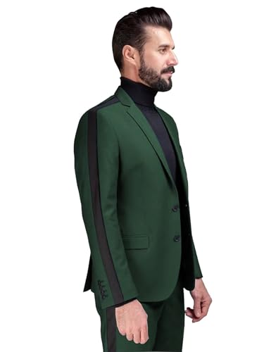 SPTALLFITJSV Dark Green Office Professional 2-Piece Suit 2-Button Double-Slit Blazer