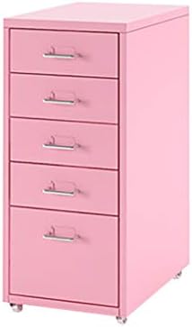 Aitting on a File Cabinet, Drawer Vertical File Cabinet 5 Drawers Mobile Storage Cabinet-Colled Rolled Steel 41×28×69CM (Color : Pink)