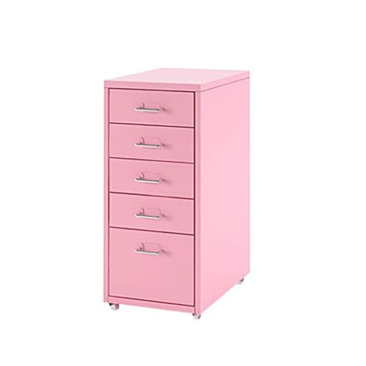 Aitting on a File Cabinet, Drawer Vertical File Cabinet 5 Drawers Mobile Storage Cabinet-Colled Rolled Steel 41×28×69CM (Color : Pink)