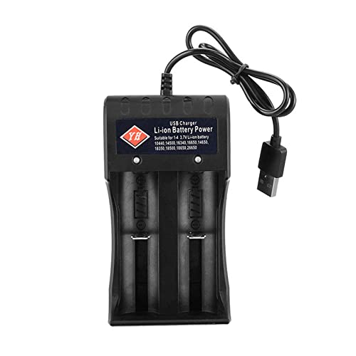 18650 Battery Charger 2 Bay Universal USB Smart Charger for 3.7V Rechargeable Lithium Li-ion Batteries Compatible 18650 26650 21700 10400 14500 16340 16650 18500 Battery Charger