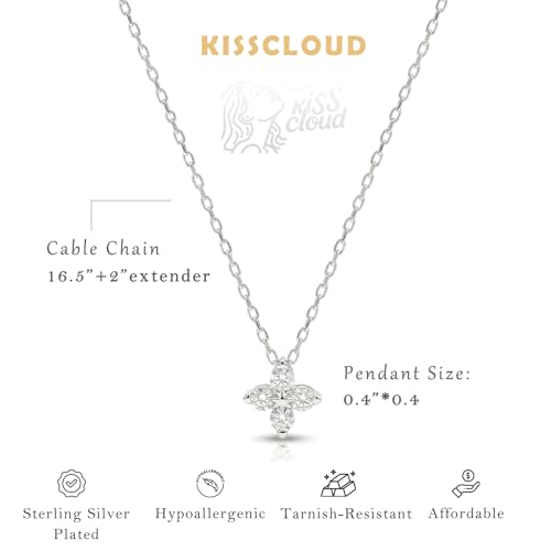 Image of Gold Silver Necklace for Women, Dainty Cubic Zirconia Pendant