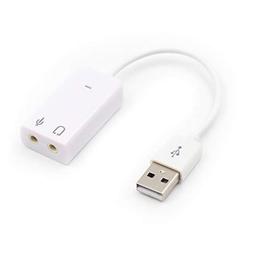 Tarjeta de Sonido USB Externa Adaptador de Tarjeta de Sonido de Audio Virtual de 7.1 Canales 3D Plug & Play para PC de Escritorio Laptop Notebook-White BCVBFGCXVB