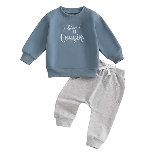 Toddler Baby Boy Outfit Long Sleeve Crewneck Sweatshirt Tops + Elastic Waist Pants Set 2 Piece Fall Winter Clothes