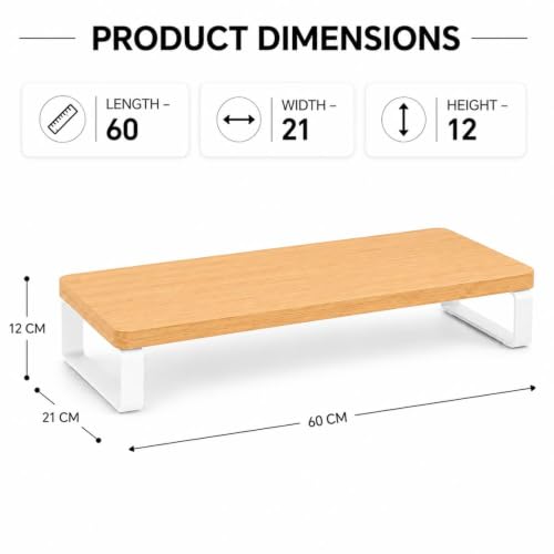 Image of Decorlay Engineered Wood Monitor Stand Riser for Desk with Metal Legs, Desktop Organizer & Computer Screen Stand, Laptop Stand Shelf with Keyboard Storage, Tabletop Desk Organizer for Home Office Accessories