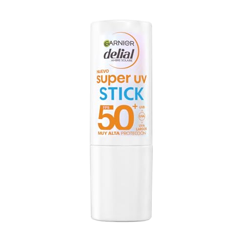 Garnier Delial Super UV Stick Antioxidante e Hidratante con [Vitamina E]. Muy Alta Protección FPS 50+. Acabado invisible. No graso. 9 ml
