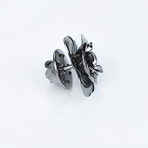 Image of Crystal Alloy Rose Flower Lapel Pins Button Pin Groom Boutonniere for Wedding Floral Brooch Pin Set for Women Men