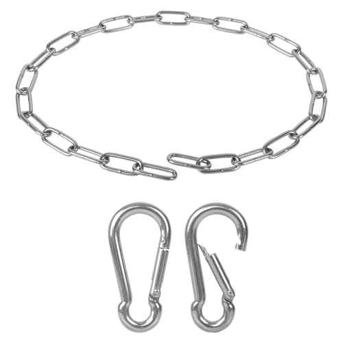1/8 X 28 Inch Stainless Steel Gate Chain Lock Adjustable Gate Link Chain Lock with 1/5 inch Carabiners Metal Security Gate Chain Link for Outdoor Fences Yard Pet Cage Side Back Garden Door Silver