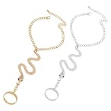 SOIMISS Pulsera de Serpiente Anillos Adjuntos 2 Piezas, Cadena Fina de Aleación Ligera, Color Oro y Plata, Accesorio de Joyería para Mujer, Diseño Vintage para Uso Diario y Obsequio