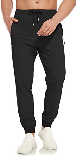 SPOSULEI Mens Joggers Lightweight Athletic Hiking Pants Quick Dry Running Track Gym Sweatpants with Zipper Pockets2