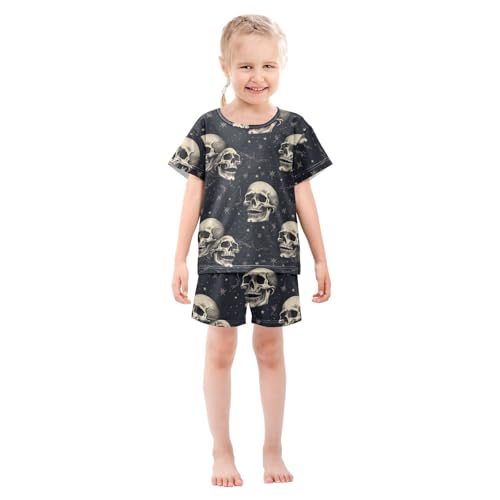 ALAZA Vintage Skull Stars Pajama Set Short Sleeve Sleepwear Soft Lounge Nightwear3