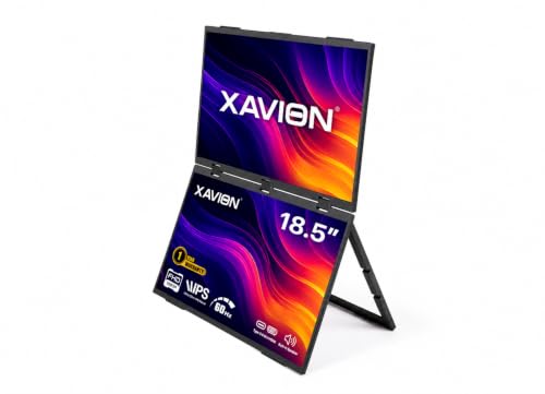 Image of XAVION 18.5 inch Tri-Screen Portable Foldable Dual Monitor with Single Wire | Triple Monitor Compatible with Windows OS | Laptop Screen Extender (18.5 Inch)