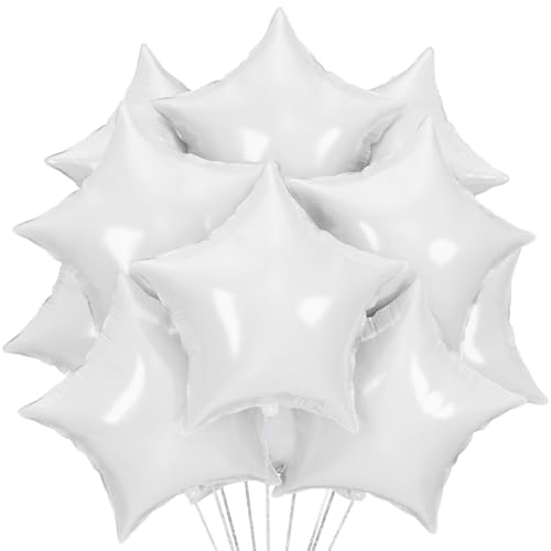 Image of 25Pcs White Star Shaped Foil Mylar Helium Balloons 18 Inch for Birthday Wedding Anniversary Engagement Party Decorations Supplies