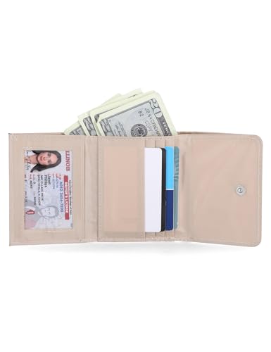 Mundi Anna Indexer Small Wallet for Women, Slim Credit Card Holder with Zipper Coin Pocket, Bifold Compact Womens Wallet with ID Window in Sage Woven2