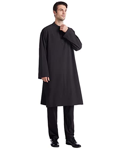 Thobe for Men Islamic Clothing Moroccan Kaftan Muslim Clothes 2 Piece Set4