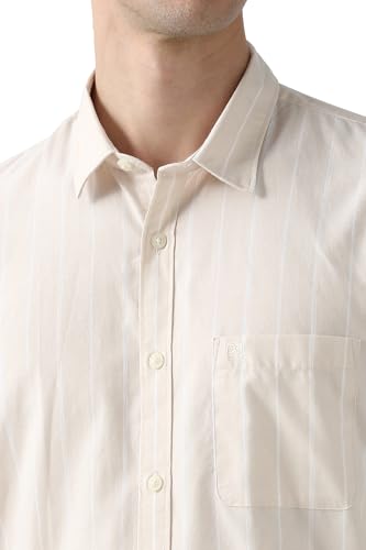 Image of Peter England Men Cotton Slim Fit Stripe Shirt